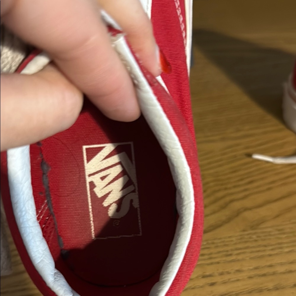 Vans- Red and White Sneakers - Picture 3 of 4